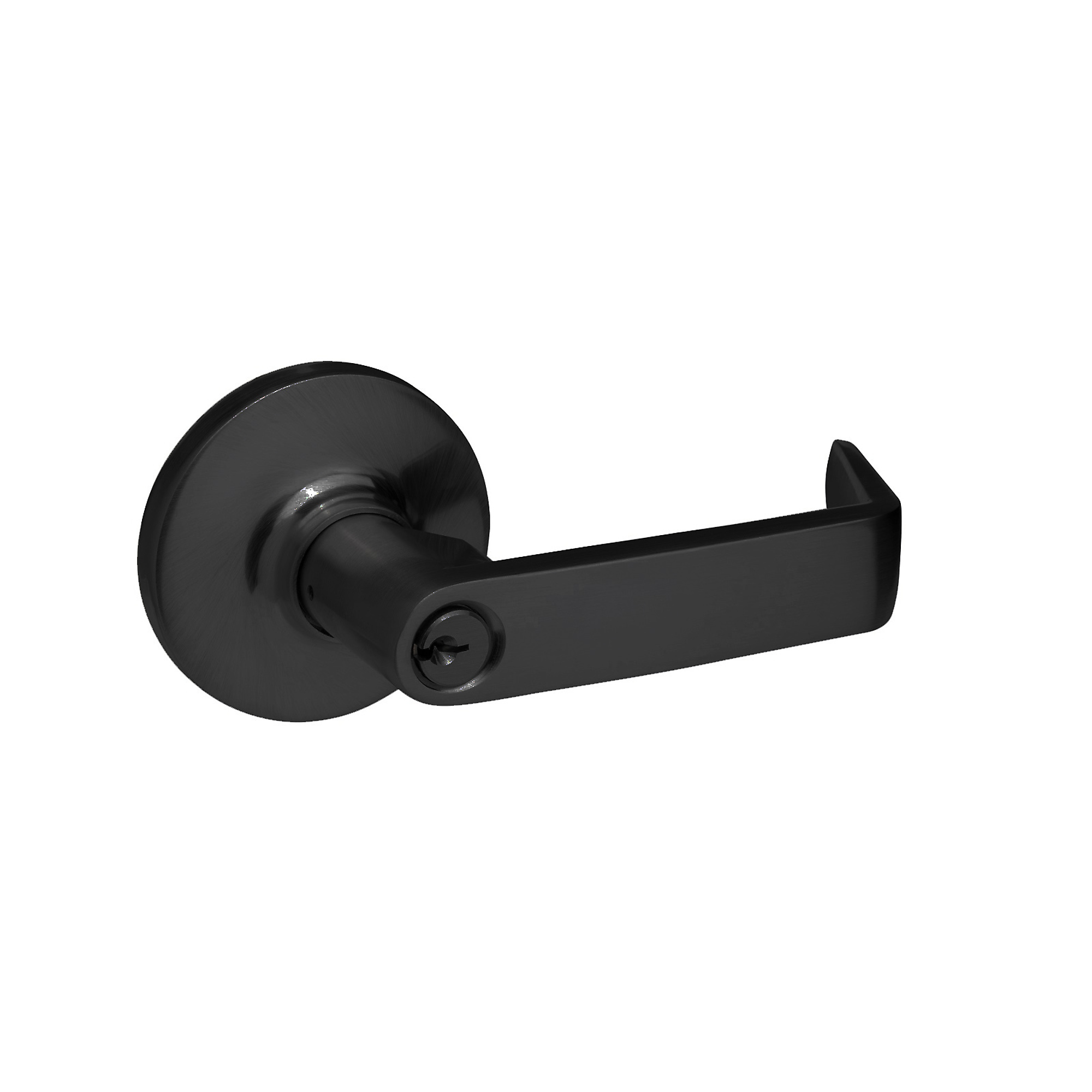 Trans-Atlantic, Black Entry Lever with Lock for Panic Devices, #ED-LHL500-BK